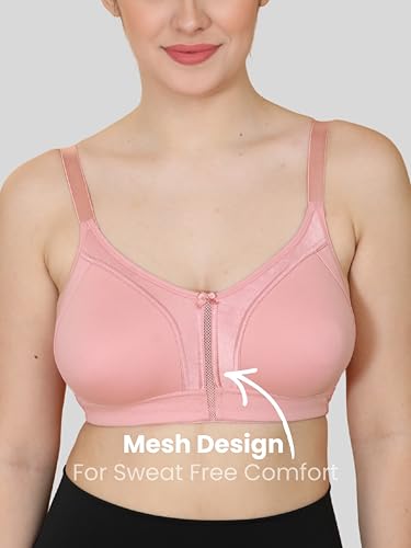 Image of GLAMORAS Women Cotton Spandex Non Padded & Non Wired Minimizer Everyday Bra| Structured for Bounce Control with Full Coverage & Broad Side Wings Prevents Side Spillage