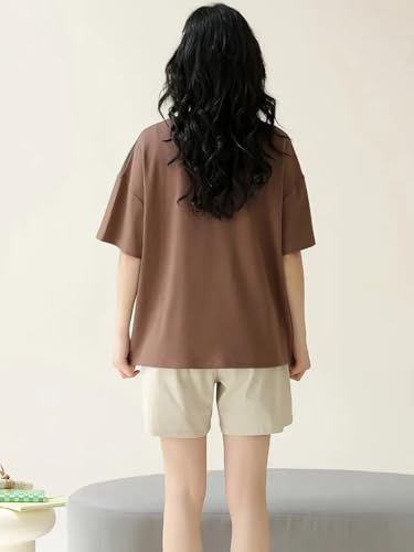 Image of Louis Luxe Cotton Blend Womens Korean Night Dress || Short Pyjama Set || Korean Nightsuit || Women Nightwear ||Round Neck Short Sleeve Nightsuit || Loungewear || Everyday Nightdress