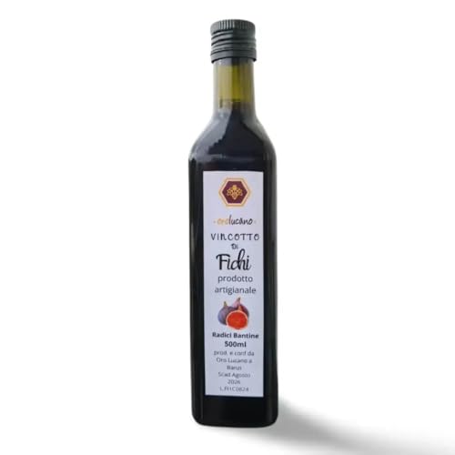 Vino cotto di Fichi Artigianale, Prodotto in Basilicata, Vino Cotto Denso, Bottiglia in Vetro da 500ml