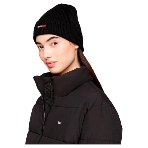 Tommy Jeans Women TJW ELONGATED FLAG BEANIE AW0AW16777 Black (Black) OS