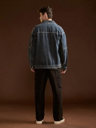 Image of THE BEAR HOUSE Men's Black Cotton Solid Utility Cargo