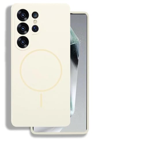 Coque silicone liquide pour Samsung S23 Ultra étui de protection élégant finition blanc crème
