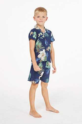 Image of Matchable Family Hawaiian Luau Men Women Girl Boy Clothes in Pineapple Garden Navy