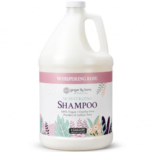 Image of Ginger Lily Farms Botanicals Shampoo, 128oz, Whispering Rose | 100% Vegan & Cruelty-Free | Moisturizing Shampoo for All Hair Types | Refill Size