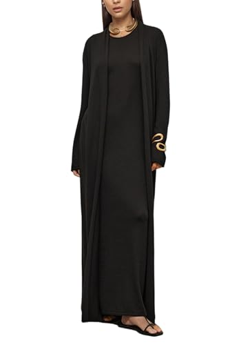 LETSVDO Womens Sweater Two Piece Set Fall V Neck Knitted