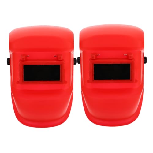 DOITOOL Professional Welding Mask 2pcs Plastic Welding Hood Adjustable Face Eye Protection for Welding Helmet Red