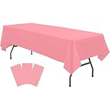 Plastic Pink Tablecloths 3 Pack Disposable Table Covers 54 x 108 in. Dusty Pink Table Cloths for Gen