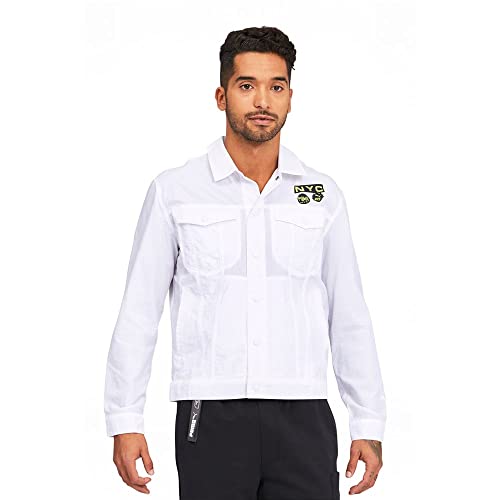 PUMA Mens Nyc Wind Trucker Button Up Jacket Coats Jackets Outerwear Casual - White - Size M
