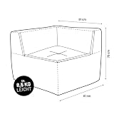 Lumaland Modulares Eckteil rechts - Cord-Reihe | Indoor Sitzsack mit Softer Struktur, ideal Sofa Modulen & zum Pouf | Bean Bag mit Füllung - für Wohnzimmer & Co. - 81x81x70 cm