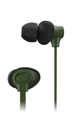 Image of Panasonic Extra Bass in-Ear Wired Earphone with Tangle Free Flat Cable, No-Fall Double Hold in-Ear Design, in Line Remote with Mic (RP-TCM130GEG, Green)