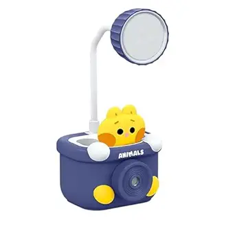 WELTOYi Study Desk Chargeable LED Light Table Night Lamp for Kids Bedroom / 360? Flexible Gooseneck Lamp with Pen Holder- Blue (1-Pack)