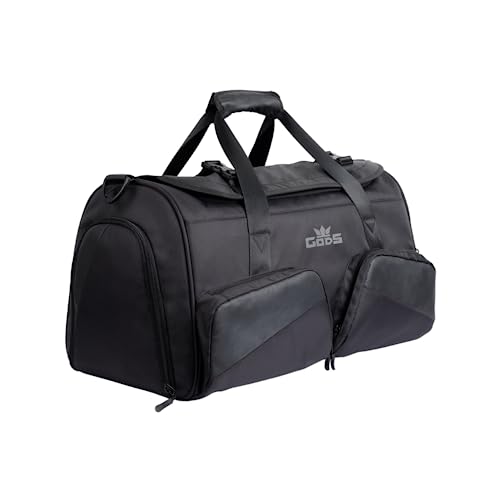 GODS Capo Travel Duffel Bag, 40 Litre Waterproof Fabric, Travel Bag for Men and Women with Dedicated Mobile and Shoe Compartment, Padded Handle – Black