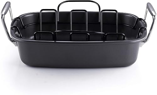 Asador antiadherente para hornear fuente rectangular con rejilla 43 x 33 cm 6