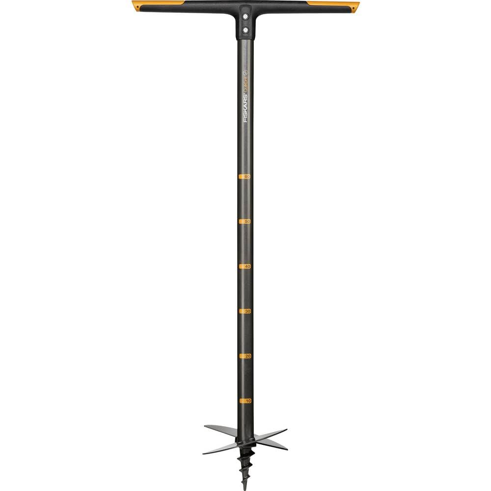 Fiskars Tarière manuelle graduée, Trous jusqu'à 20 cm de diamètre, Noir/Orange, QuikDrill, Taille: L, 1000640