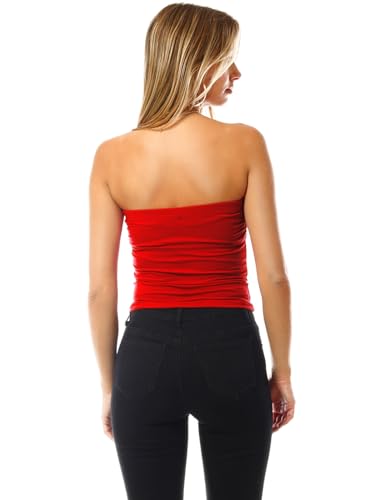 Image of MixMatchy Women's 3 Pack Tube Top Built-in Bra Strapless Ruched Bandeau