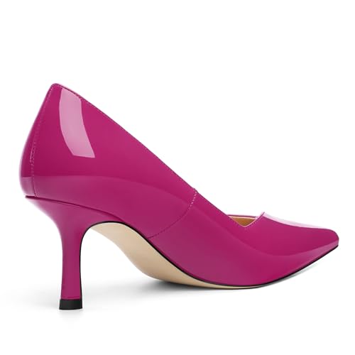 Image of Women Pointed Closed Toe 2.5 Inch Kitten Heel Slip On Pumps | Elegant Comfort Formal Dress Footwear, Versatile Ladies Shoes For Office Wedding Party Evening Daily Occasions