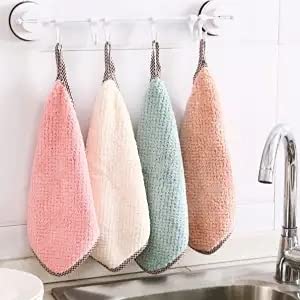 5Pcs / Set Küche Geschirrtuch Handtuch Tuch Spüle Wisch Antihaft Öl Reinigungslappen Küche Werkzeuge Scheuerschwamm Wasser absorbieren E0992-25x27cm,Farbmischung