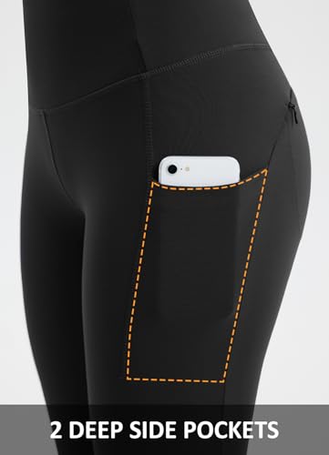 Women's 27” Fleece Lined Snow Leggings Thermal Lining Water Resistant Pants Warm Pocket Winter Tights4