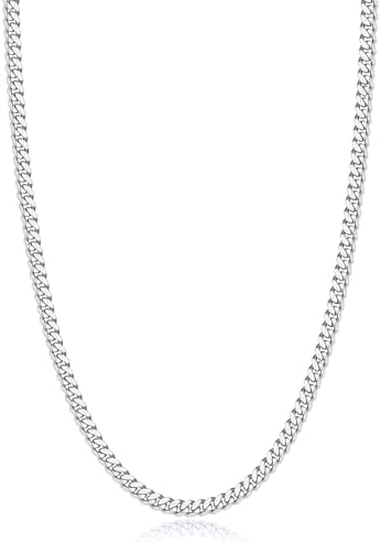 Eterjew 3.5mm S925 Sterling Silver Cuban Chain Necklace for Men 18 Inch