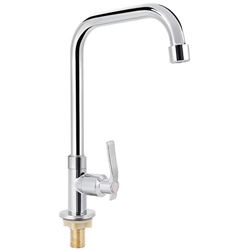 Grifo de una manija de acero inoxidable, grifo de agua fría para cocina individual con grifo para fregadero de agua fría girado 360 ° para baño de cocina