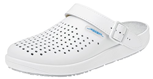 Abeba Clog 9300 - rubber Glattleder weiß, perforiert, zertifiziert, 44 Cover