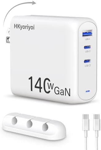 140W USB C Charger, PD3.1 GaN 3-Port Fast Laptop Charger Block 140W Fast Charging Power Adapter for MacBook Pro 16'', Dell XPS, iPad Pro, Galaxy, iPhone 16/15 Pro, Chromebook, Power Bank