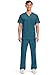 Cherokee Scrub top for Men V-Neck with 3 Pockets, Knit Details, Soft, Durable, Breathable, 2-Way Stretch Fabric - WW670, L, Caribbean Blue