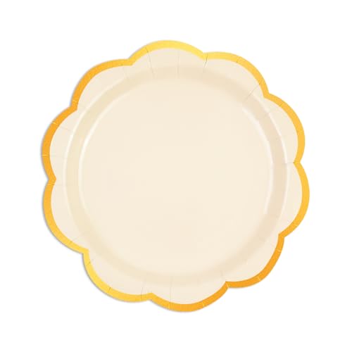 HFBOBP 50 piatti usa e getta, avorio e oro, 18