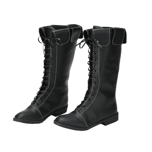 Image of Mens Renaissance Boots Medieval PU Leather Pirate Boots Western Cowboy Chic Knight Shoes