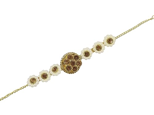 Image of NMII Gold Plated Chain Bracelet Rakhi For Brother Raksha Bandhan 2023 | Stylish Metal Rakhi | Rakhi for Brother /Bhabhi | Bracelet For Boys | Rakhi Combo | Rakhi Gift (Pack of 1)