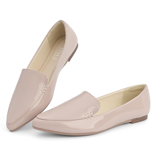 Image of MUSSHOE Pointed Toe Flats for Women, Comfortable Business Casual Work Shoes, Slip On Loafers with Arch Support, Office Walking Flats for All Day Standing