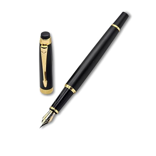 Image of Venti Fountain Pen - Metal Luxury Pen, Schmidt Nib (Medium), Best Pen Gift Set for Men & Women, Professional, Executive, Office, Nice Pens,Return Gift (F102-Black)