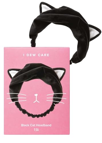 I DEW CARE Face Wash Headband - Black Cat | Adorable Design, Perfect for Washing & Cleansing, Makeup and Spa, Bath, Skincare, Quick Dry, Soft & Fuzzy, Non Slip, Reusable, Teen Girls Stuff