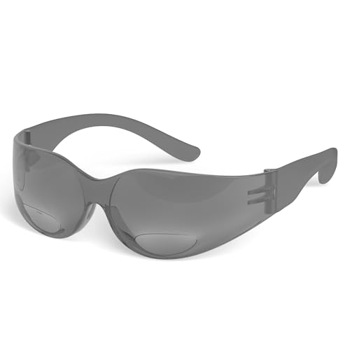 RUGGED BLUE - Bifocal Safety Glasses | Ansi Z87.1 Certified | Safety Glasses With Readers 2.5 | Scratch-Resistant Lenses | Impact-Resistant Eye Protection | Reading Goggles | 1 Pack - Gray Lens