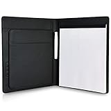 Vetemeas Business Resume Portfolio Folder with Letter-Sized Writing Pad and Multiple Pockets, Black