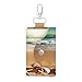 RLDOBOFE Ocean Beach Theme Leather Key Case,Fashionable Credit Card Holder Slim Multi Card Keychain Pouch Travel Portable Keychain Wallet