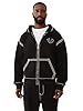 True Religion Men’s Super QT Cinched Zip Up Hoodie | Premium Active Top with Logo Detailing and Full Zip, Jet Black, XXL #1