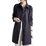 [kzzkoo] スプリングコート レディース 春 コート ステンカラーコート ジャケット アウター 無地 シンプル 春秋 軽量 大きいサイズ 着痩せ 通勤 韓国 20代 30代 40代 50代 ベージュ ネイビー M L 2L 3L 4L 5L 6L (ネイビー,M)