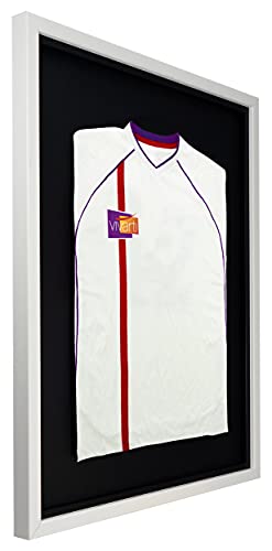 Foto von Vivarti DIY Erwachsenen-Standard-Sport-Präsentationsrahmen für Fußballtrikot, Rugby-Shirt, Band, T-Shirt - 60 x 80 cm - Weißer Rahmen, Schwarzer Innenrahmen, Schwarze Rückkarte