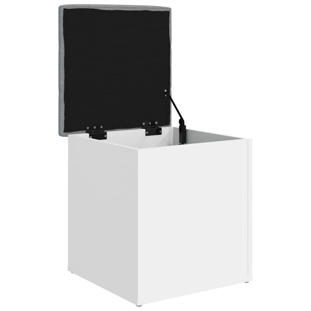 Biała ławka do przechowywania z materiału drewnopochodnego 42 x 42 x 45 cm, stabilna skrzynia z poduszkami, wszechstronna w korytarzu, salonie lub przy wejściu, wysokość 110 kg