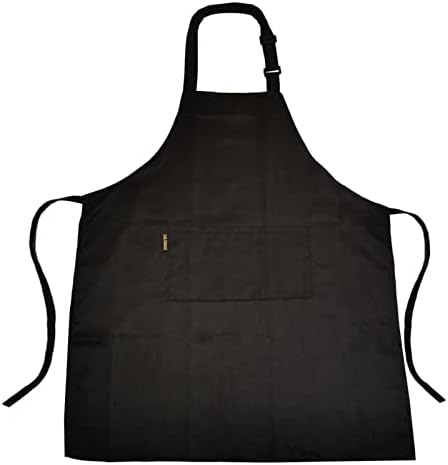 AKJMMZ Aprons for Women and Men, Kitchen Chef Apron with 2 Pockets, Machine Washable, Adjustable Bib Apron for Cooking, Baking, Crafting, Gardening (Black - 1 Pcs)