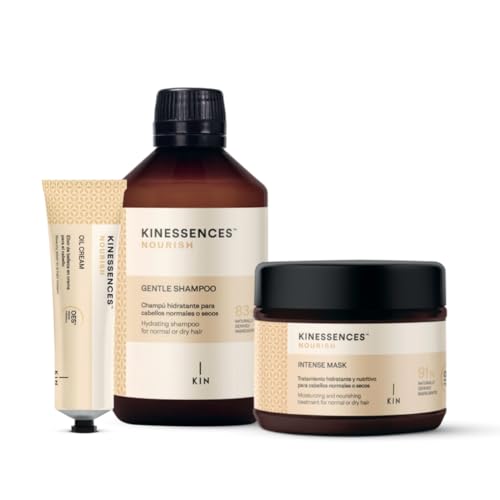 Pack KINESSENCES Nourish | Tratamiento de hidratación para cabellos normales o secos | Shampoo + Intense Mask + Oil Cream | KIN Cosmetics
