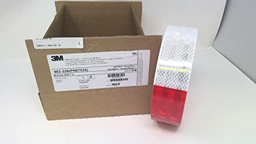 Safe Way Traction 2" X 150' Roll 3M 983 Series Diamond Grade Conspicuity Trailer Dot-C2 Reflective Safety Tape Red & White 6”/ 6” Pattern #TOP5
