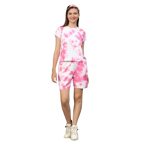 Image of DHRUVI TRENDZ Co Ord Set for Women | Outfits Tracksuit Set | Co Ord Set for Women | Travel Co Ord Set for Women |Tie Dye Printed Short | Half Sleeve