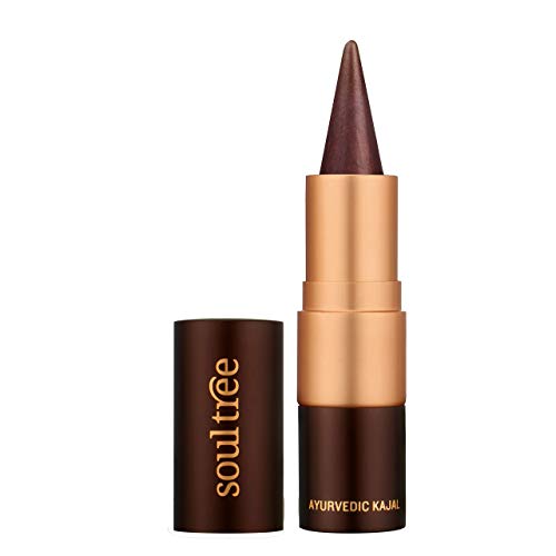 Image of SoulTree Ayurvedic Kajal | Rich Loam Kajal 007 | Brown Shade | Enriched with 100% Organic Ghee, Almond Oil & Camphor | Soothe, Cool & Nourish Eyes | 3gm