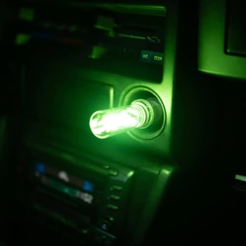 Retro-Inspired USB LED Car Interior Atmosphere Lights, Plug-in Automotive Interface Charging Night Lamps (Green Light, 2)