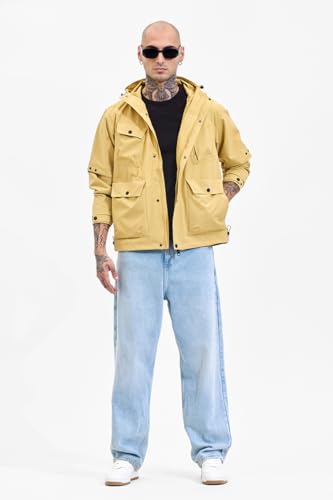 Image of SNITCH Men Casual Jacket | Relaxed Fit High Neck Full Sleeve Solid Pattern | 100% Polyester Durable & Comfortable Machine Washable Jacket