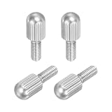 MECCANIXITY 4Pcs Small Knurled Thumb Screws M4 x 10mm 304 Stainless Steel | Male Flat Head Thread Knurled Thumbscrews Bolts Fasteners for Lighting Household, Electronic, Machine Silver