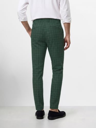Image of The Indian Garage Co Men Slim Fit Checked Mid-Rise Stretchable Chinos