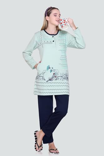 Image of Winter Wear Warm & Printed Night Suit Set of Shirt & Pyjama | Nightwear Suits for Women (NW-101)